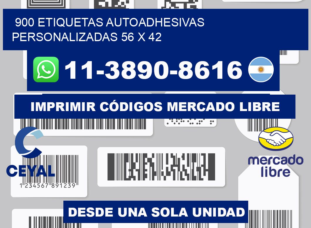 900 Etiquetas autoadhesivas personalizadas 56 x 42