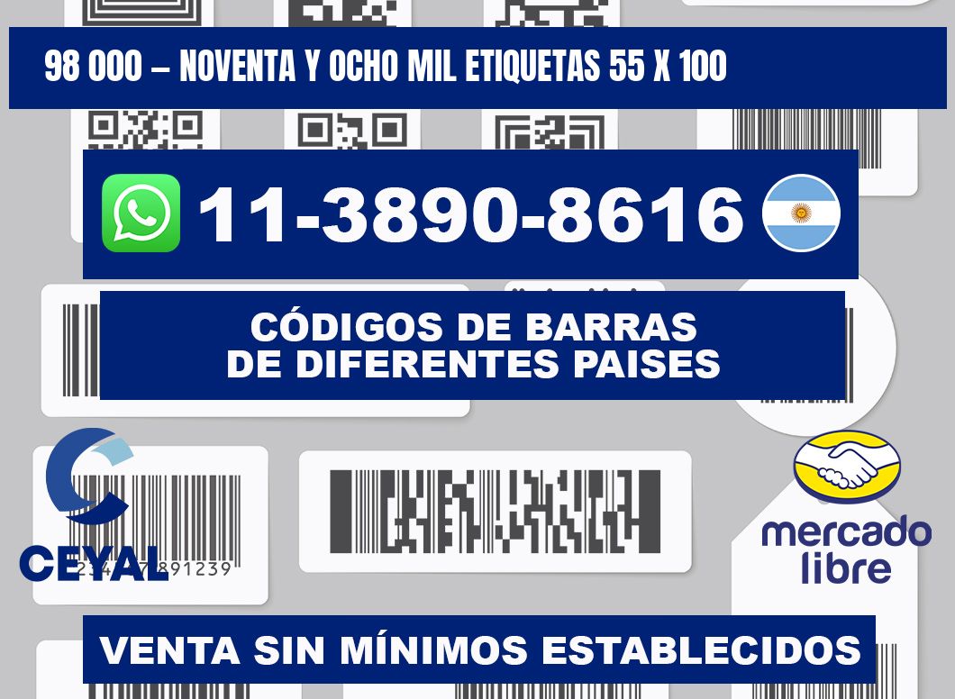 98 000 — noventa y ocho mil etiquetas 55 x 100