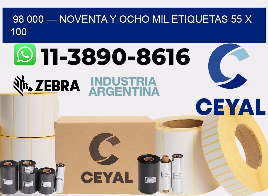 98 000 — noventa y ocho mil etiquetas 55 x 100