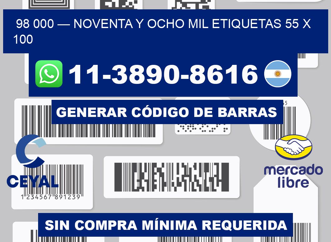 98 000 — noventa y ocho mil etiquetas 55 x 100