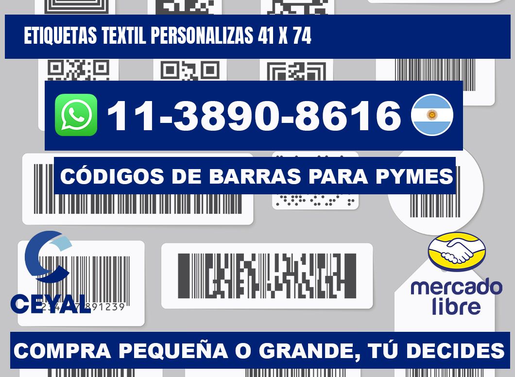 ETIQUETAS TEXTIL PERSONALIZAS 41 x 74