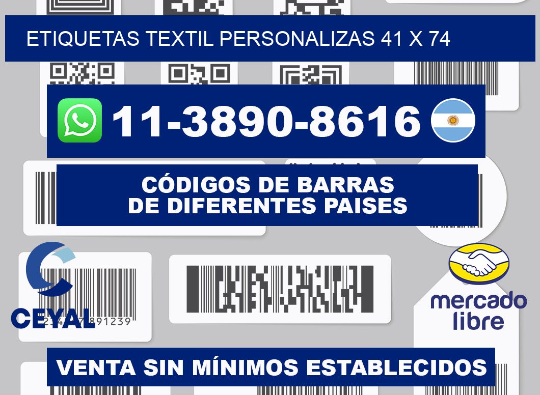 ETIQUETAS TEXTIL PERSONALIZAS 41 x 74