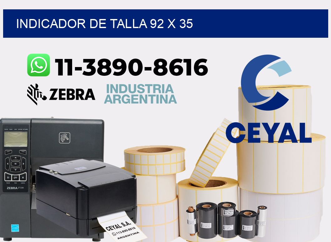 Indicador de talla 92 x 35