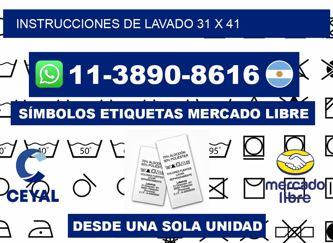 Instrucciones de lavado 31 x 41
