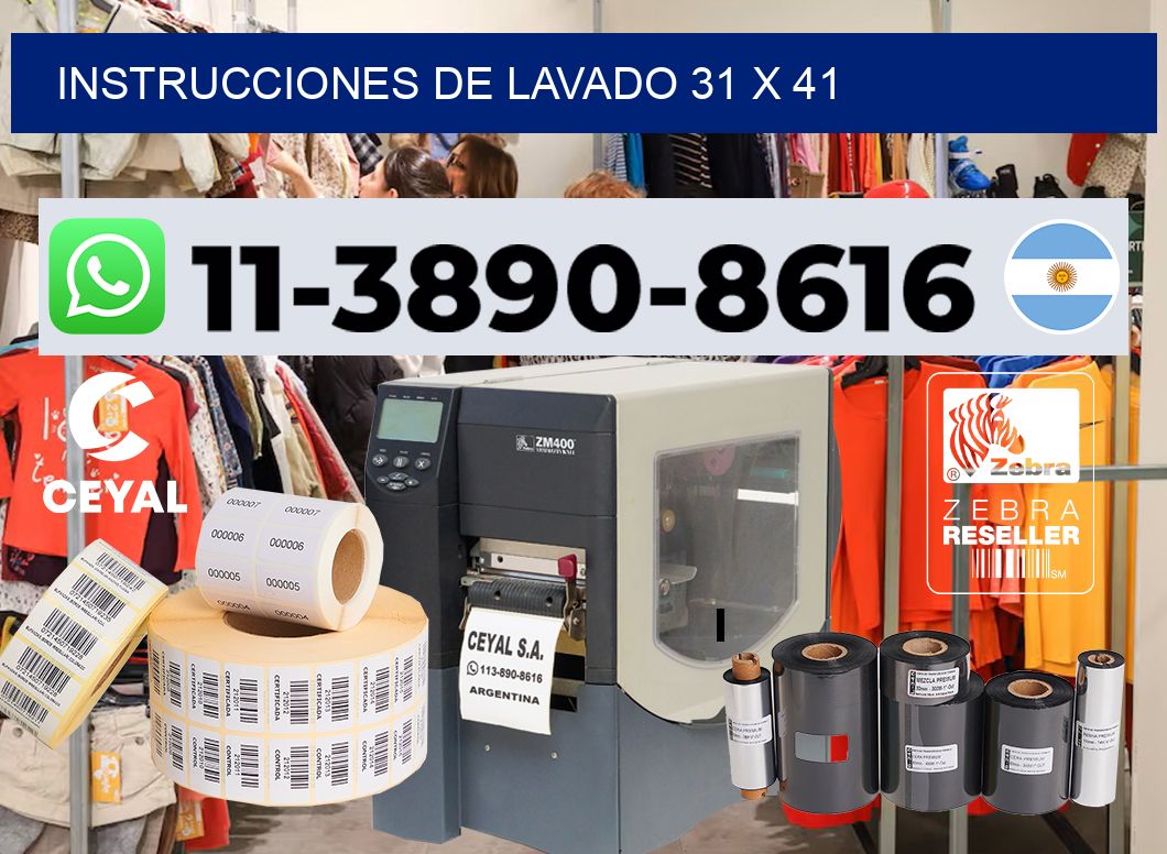 Instrucciones de lavado 31 x 41