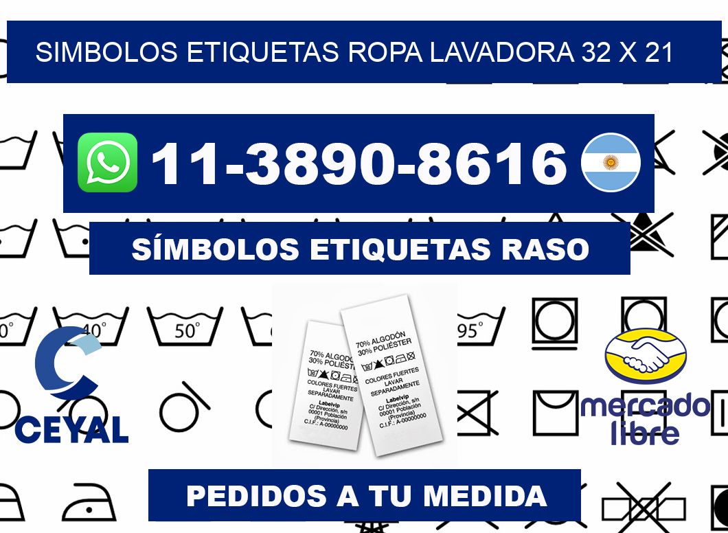 SIMBOLOS ETIQUETAS ROPA LAVADORA 32 x 21
