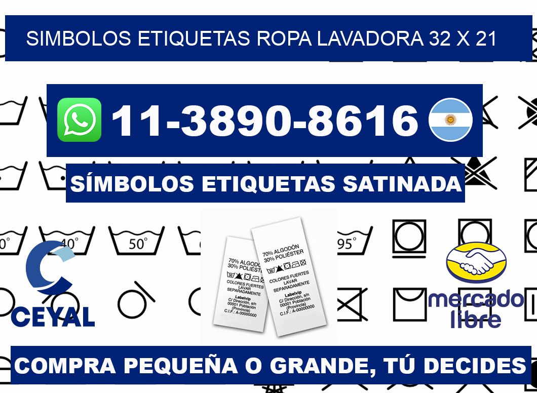 SIMBOLOS ETIQUETAS ROPA LAVADORA 32 x 21