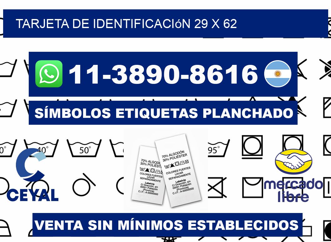 Tarjeta de identificación 29 x 62