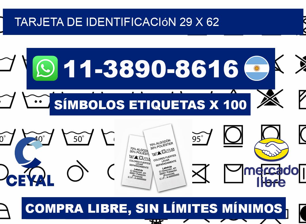 Tarjeta de identificación 29 x 62