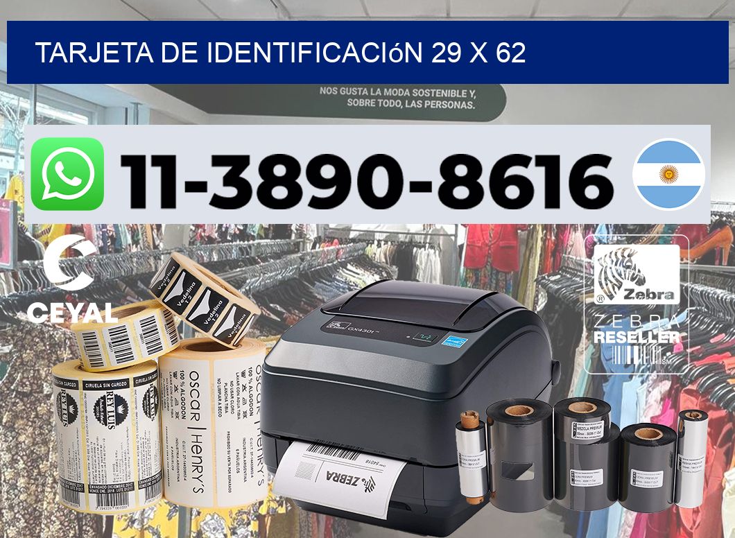 Tarjeta de identificación 29 x 62