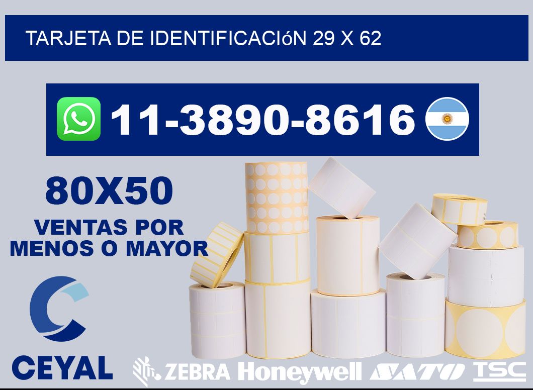 Tarjeta de identificación 29 x 62