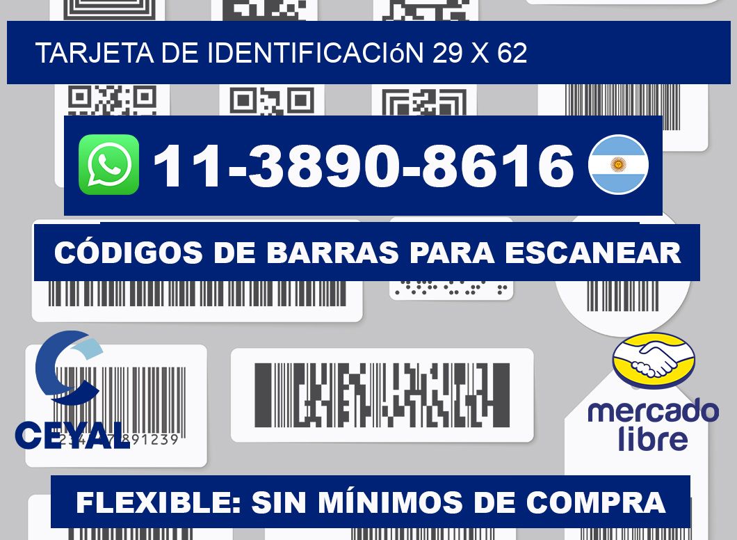 Tarjeta de identificación 29 x 62