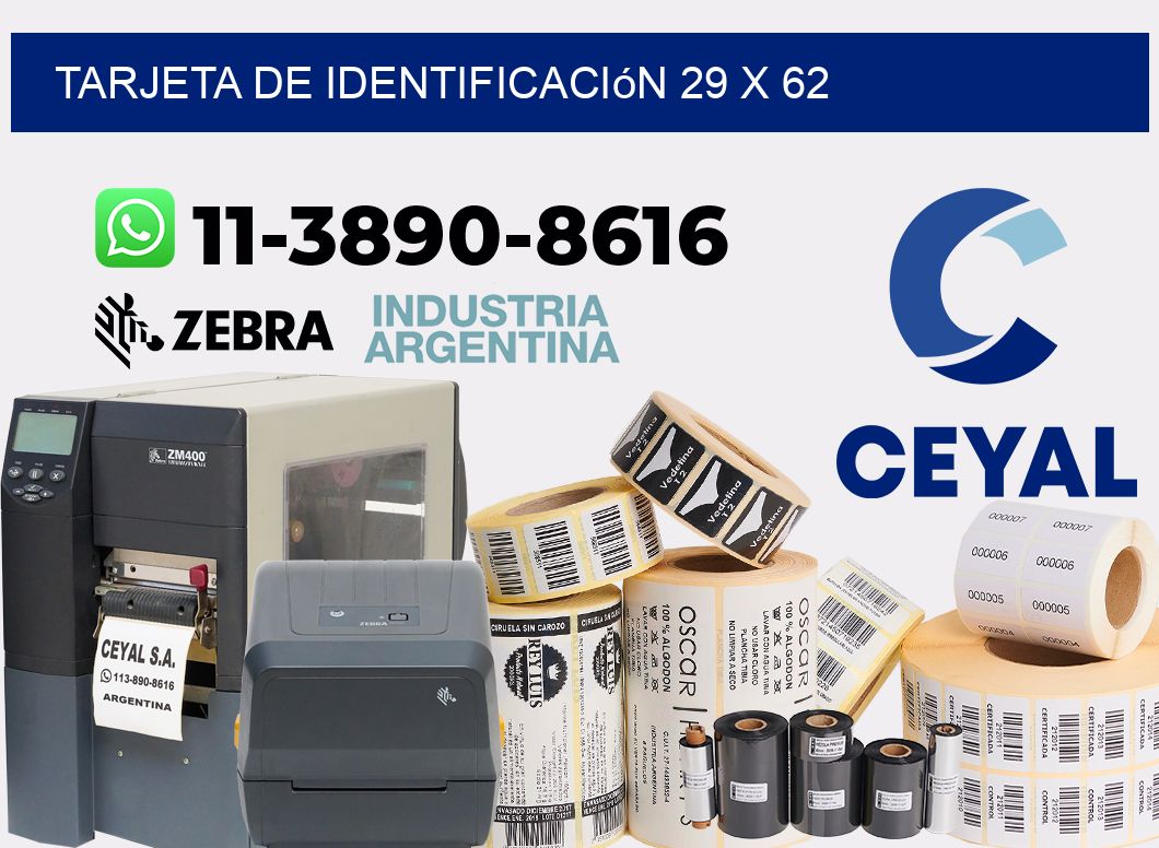 Tarjeta de identificación 29 x 62