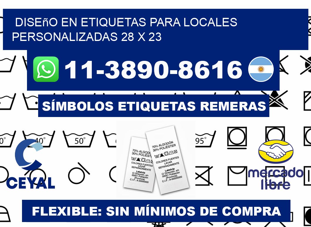 diseño en etiquetas para locales personalizadas 28 x 23