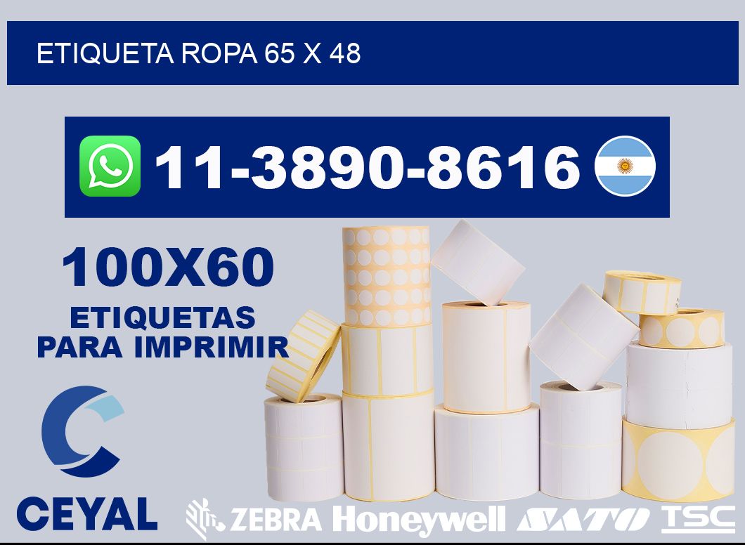 etiqueta ropa 65 x 48