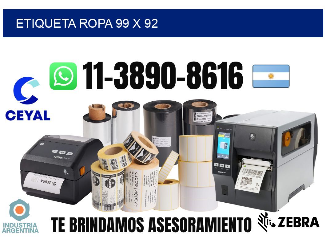 etiqueta ropa 99 x 92