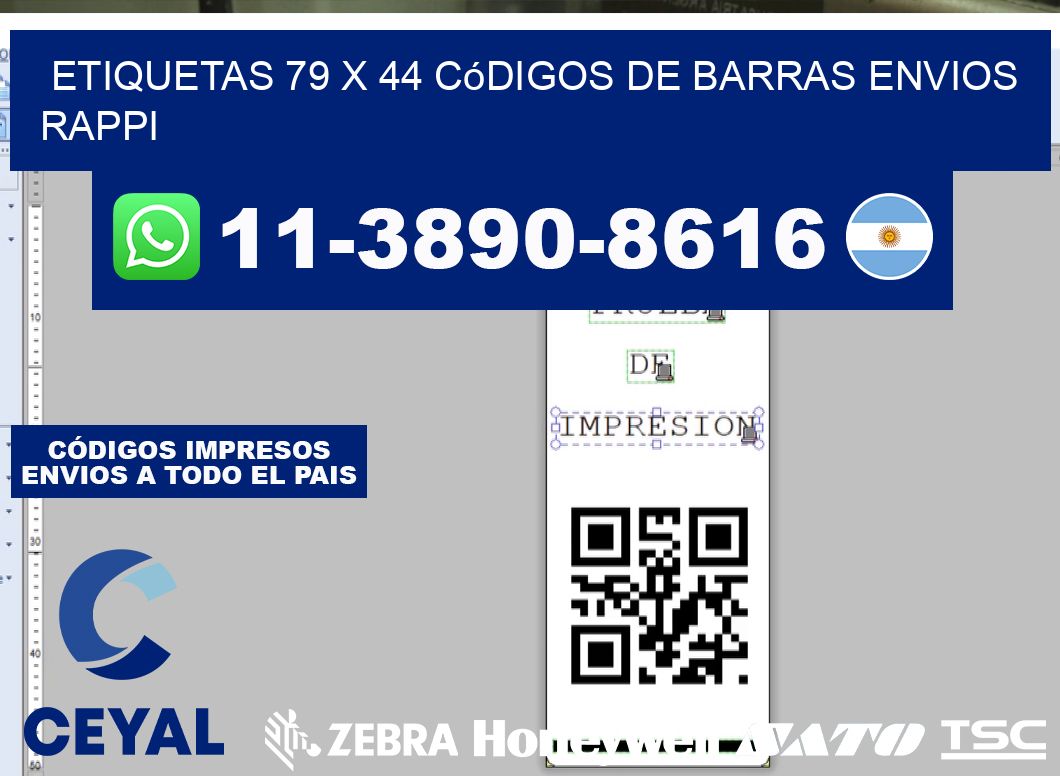 etiquetas 79 x 44 códigos de barras envios rappi