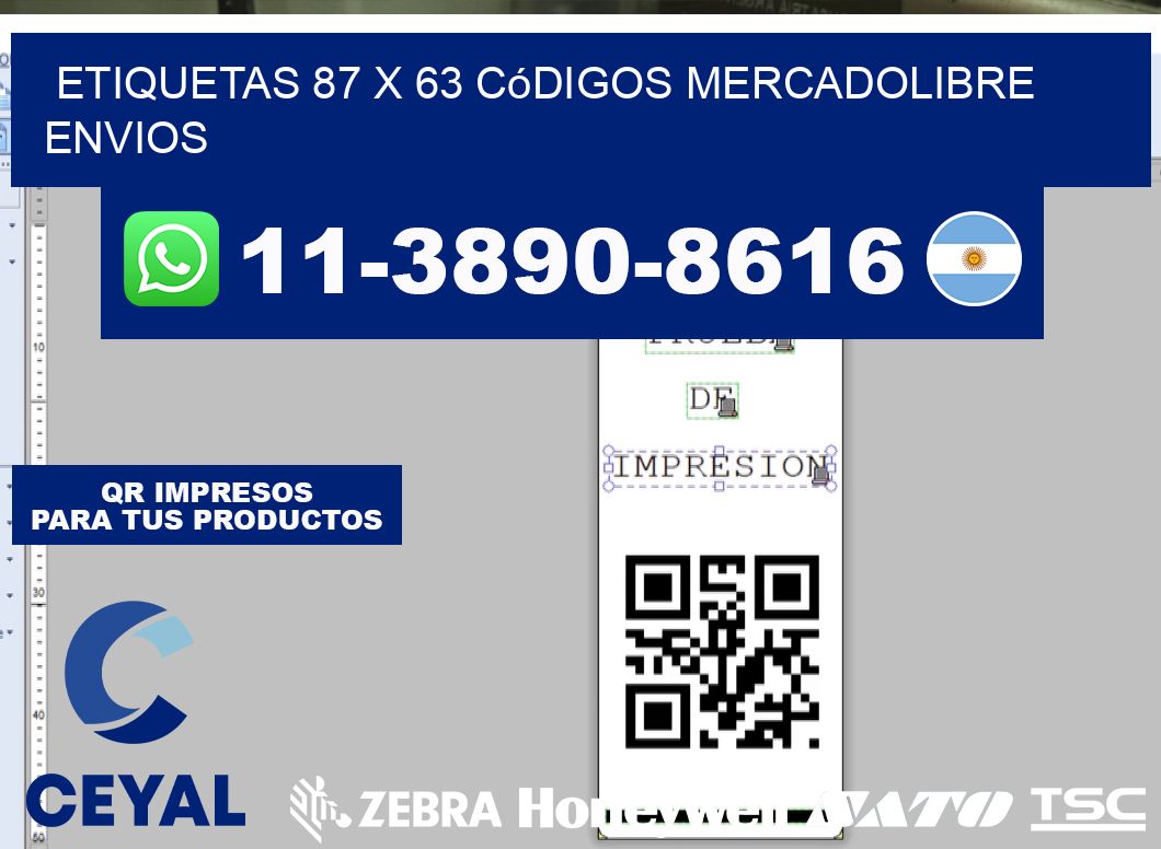 etiquetas 87 x 63 códigos mercadolibre envios
