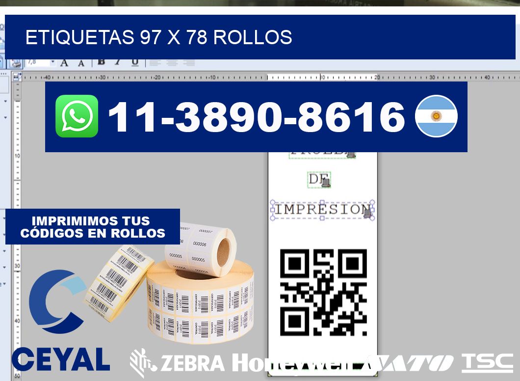 etiquetas 97 x 78 rollos