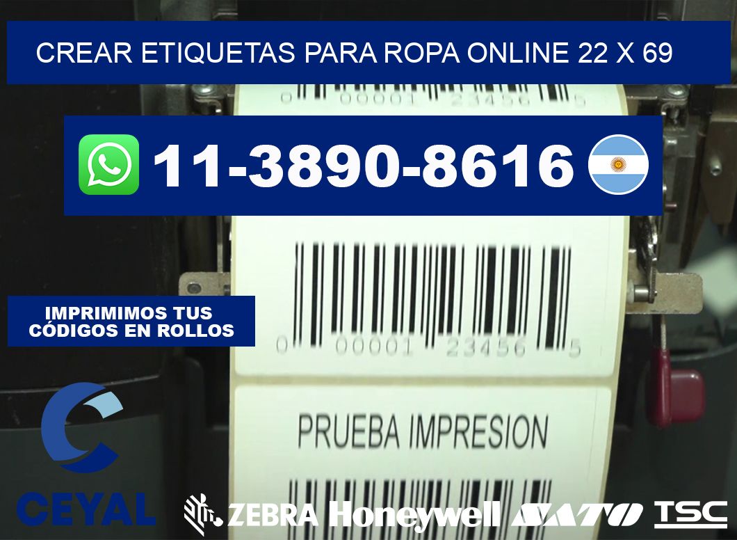 Crear etiquetas para ropa online 22 x 69