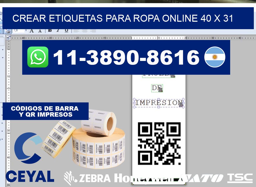 Crear etiquetas para ropa online 40 x 31