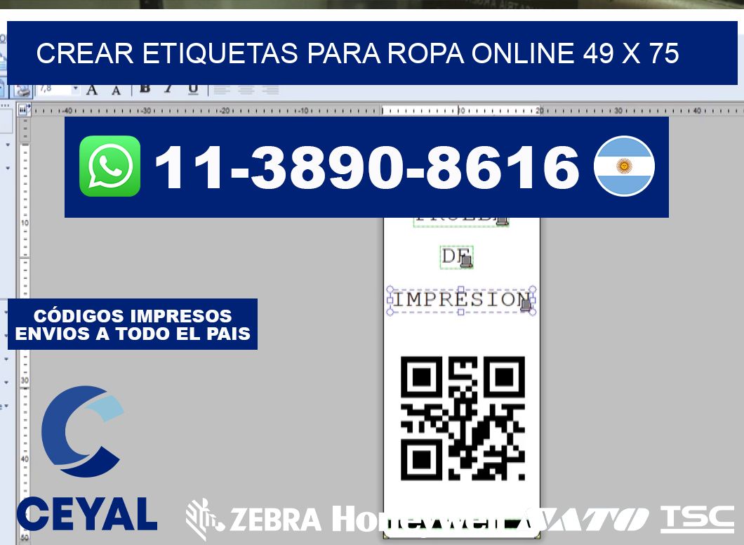 Crear etiquetas para ropa online 49 x 75