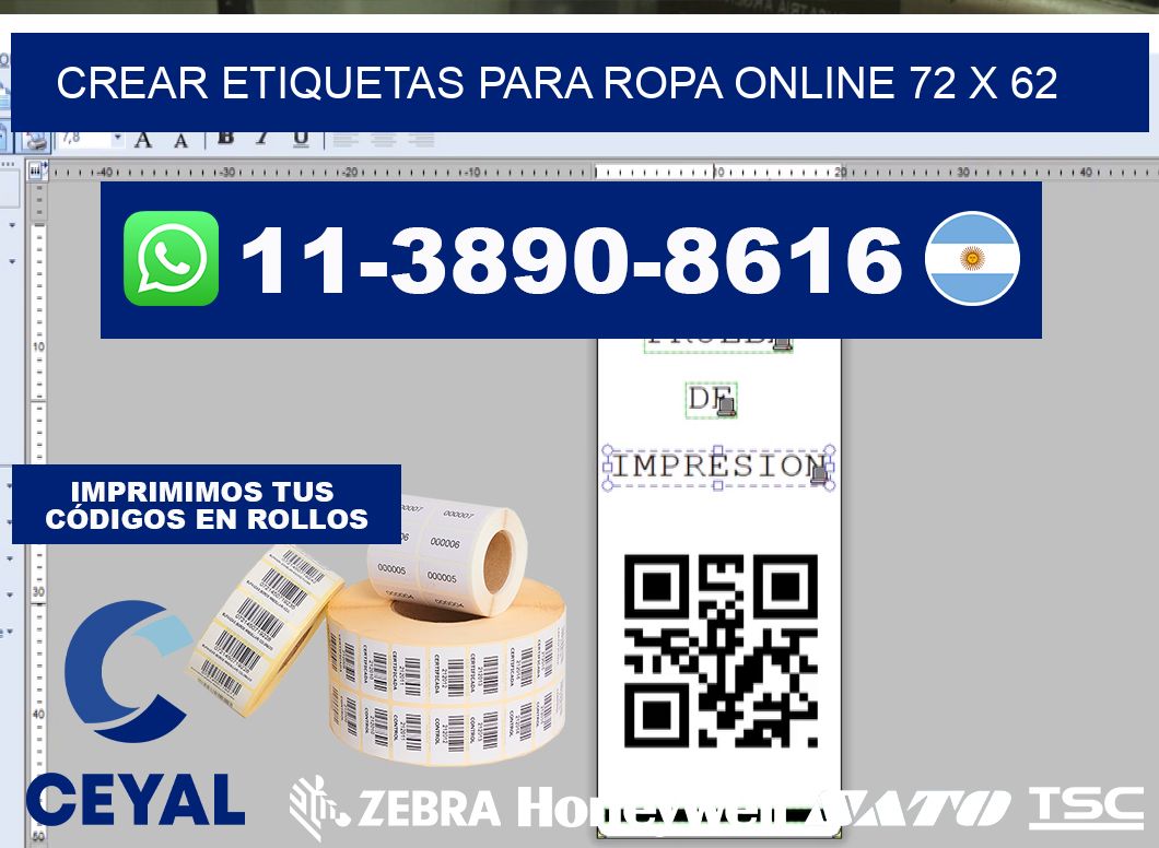 Crear etiquetas para ropa online 72 x 62