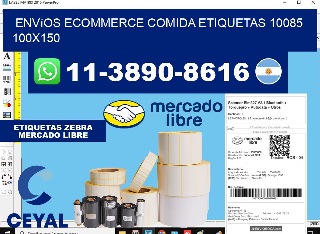 Envíos Ecommerce comida etiquetas 10085 100x150