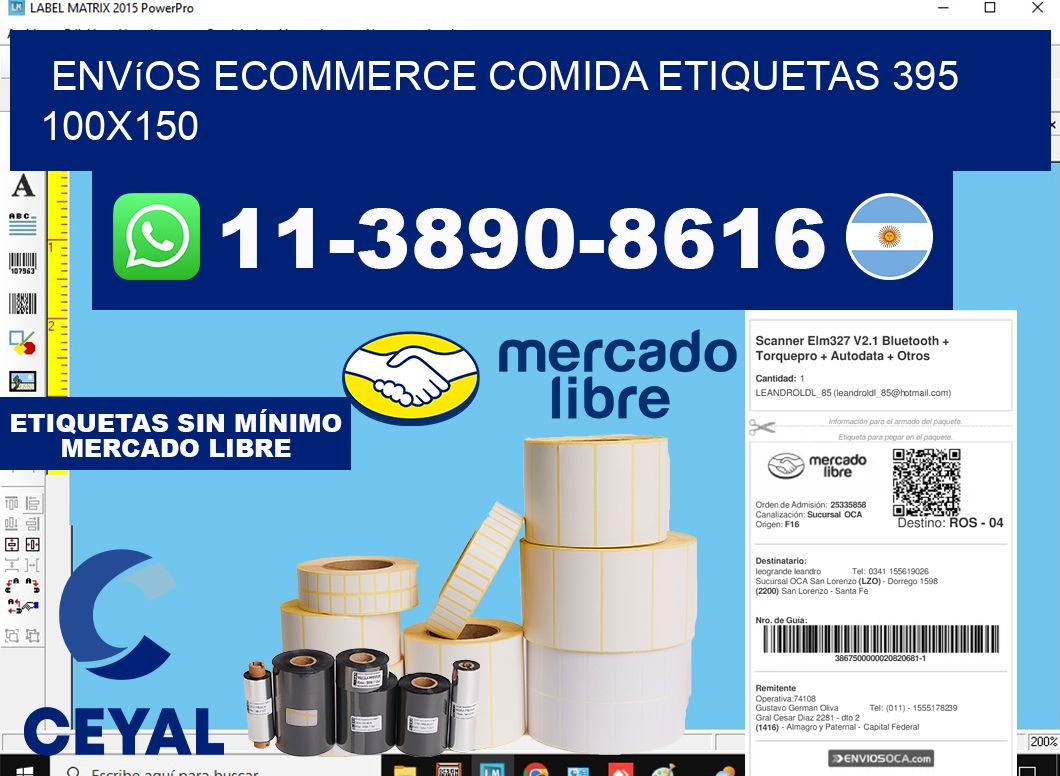 Envíos Ecommerce comida etiquetas 395 100x150