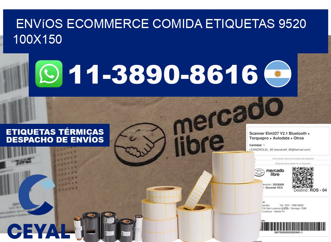 Envíos Ecommerce comida etiquetas 9520 100x150