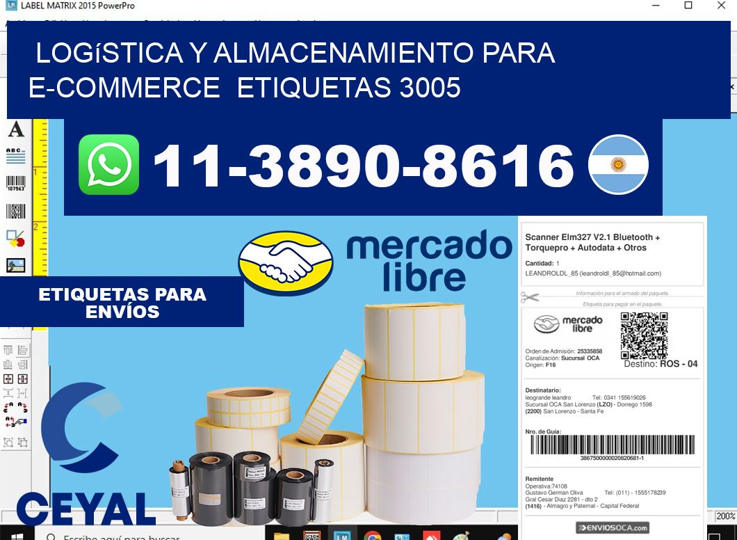 Logística y almacenamiento para e-commerce etiquetas 3005