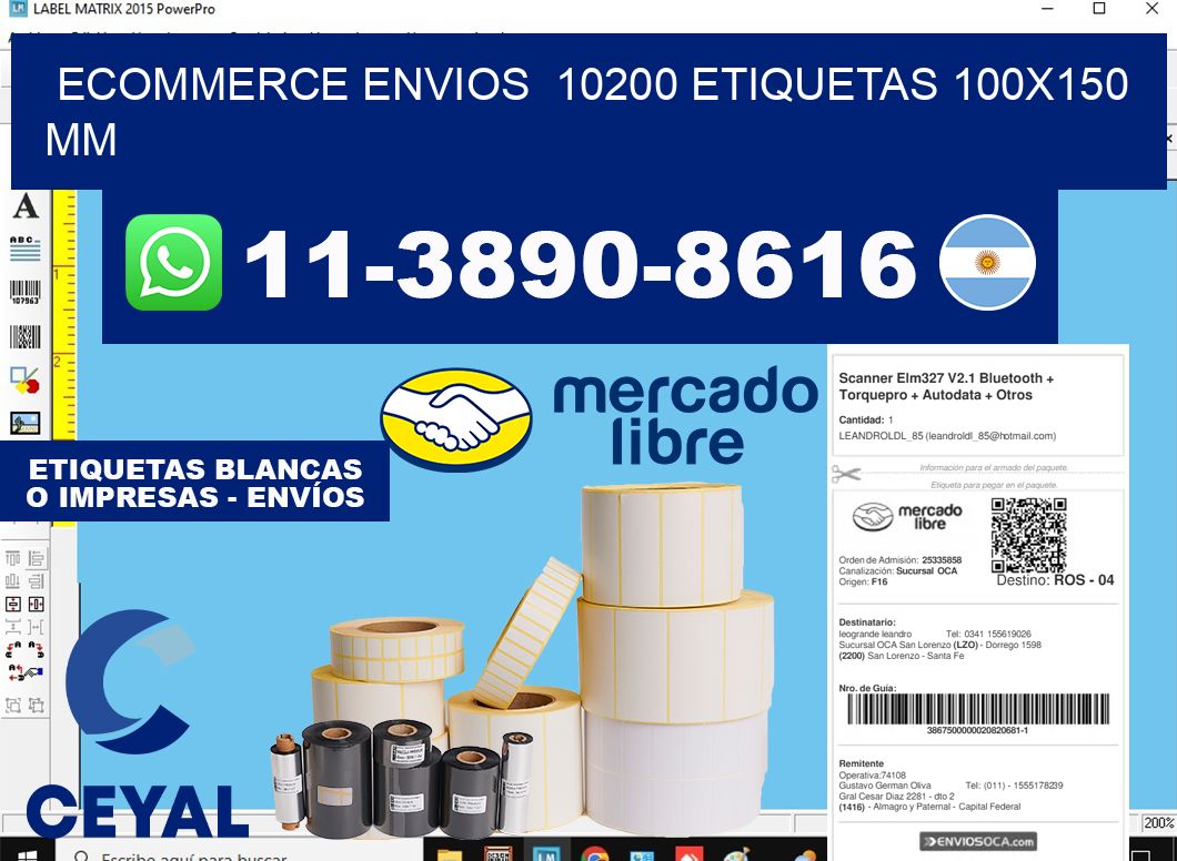 ecommerce envios  10200 etiquetas 100x150 mm