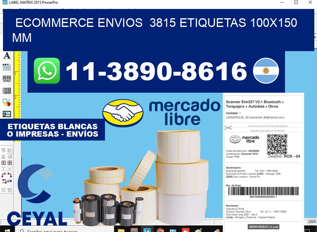 ecommerce envios  3815 etiquetas 100x150 mm