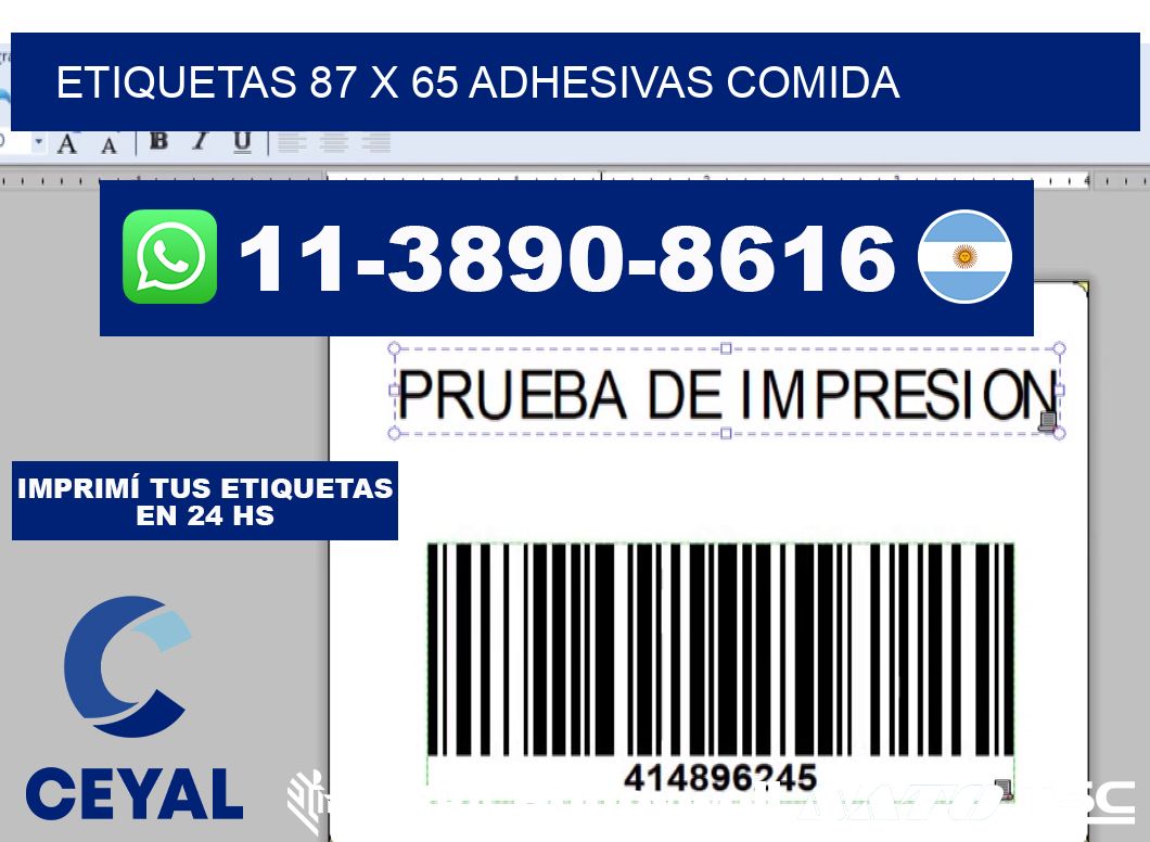 etiquetas 87 x 65 adhesivas comida