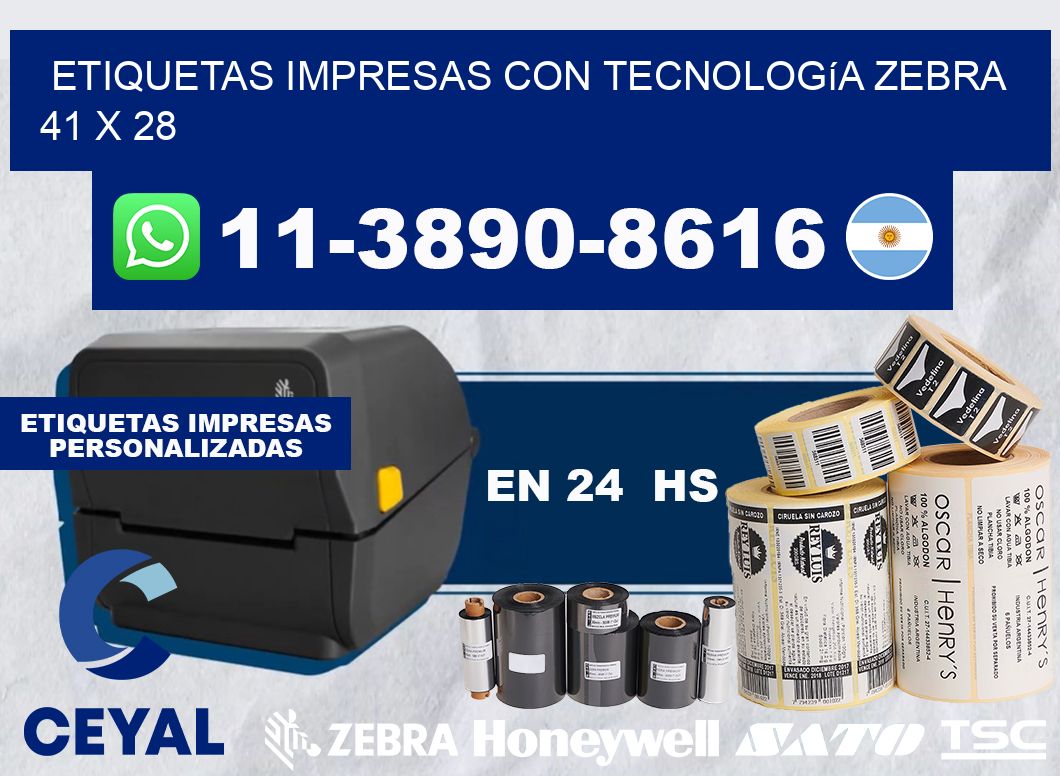 etiquetas impresas con tecnología Zebra 41 x 28