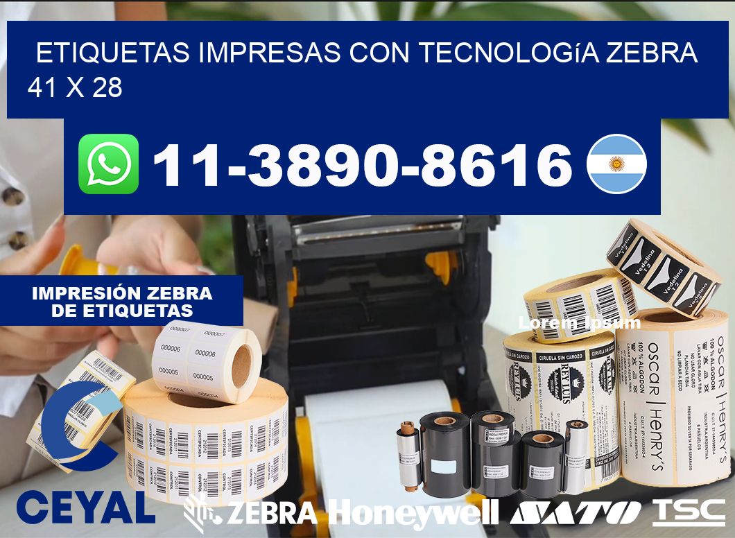 etiquetas impresas con tecnología Zebra 41 x 28