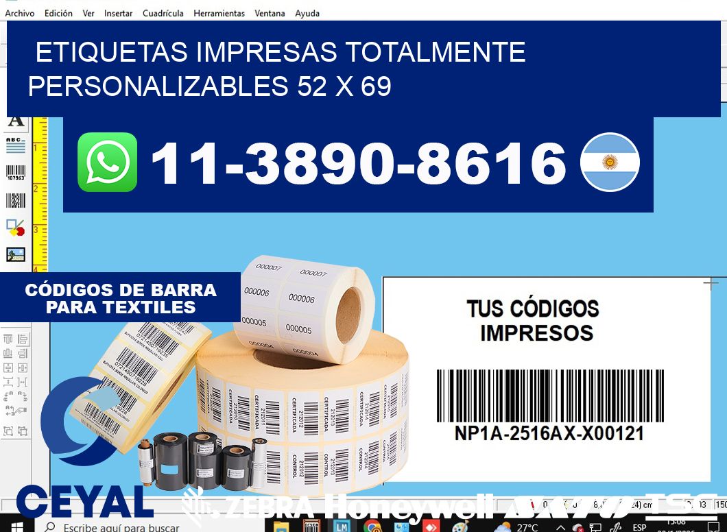 etiquetas impresas totalmente personalizables 52 x 69