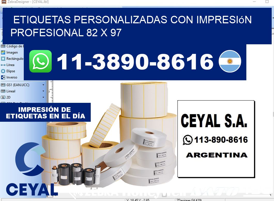 etiquetas personalizadas con impresión profesional 82 x 97