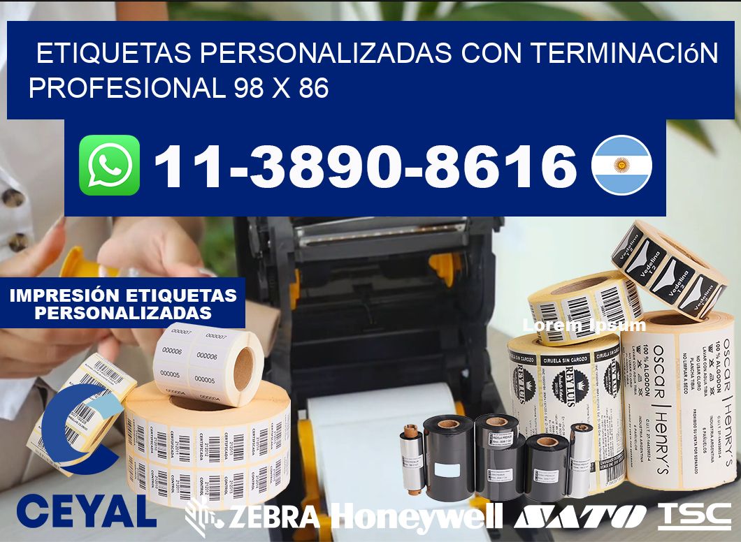 etiquetas personalizadas con terminación profesional 98 x 86