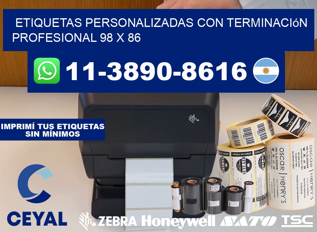 etiquetas personalizadas con terminación profesional 98 x 86