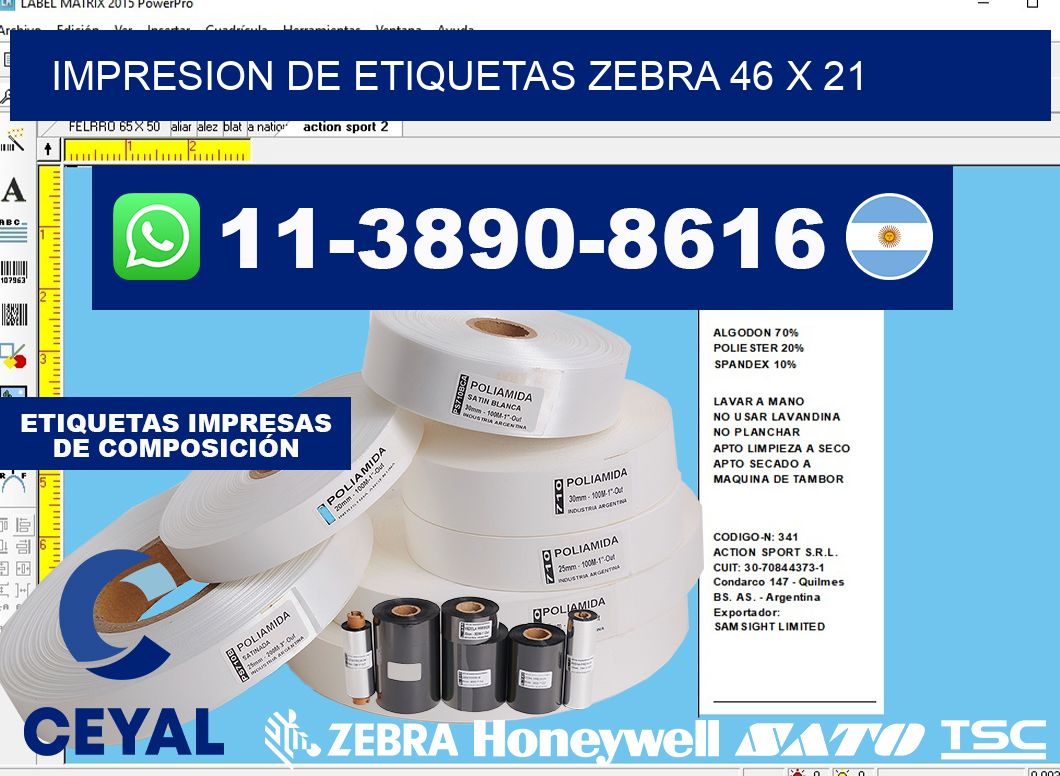 impresion de etiquetas zebra 46 x 21