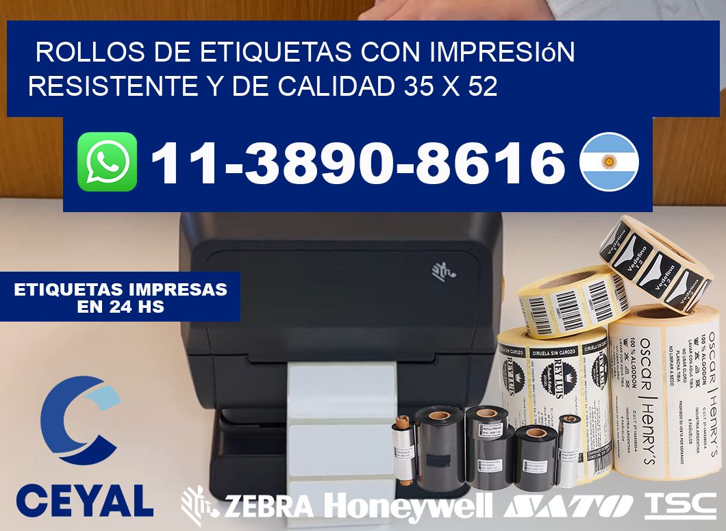 rollos de etiquetas con impresión resistente y de calidad 35 x 52