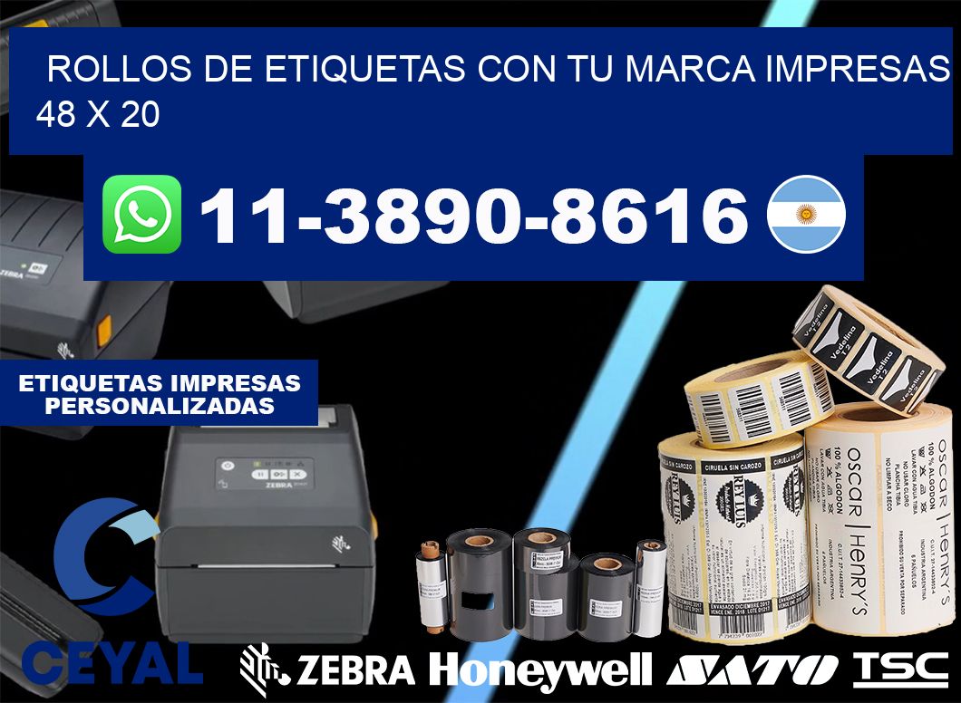 rollos de etiquetas con tu marca impresas 48 x 20