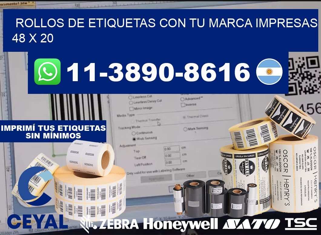 rollos de etiquetas con tu marca impresas 48 x 20