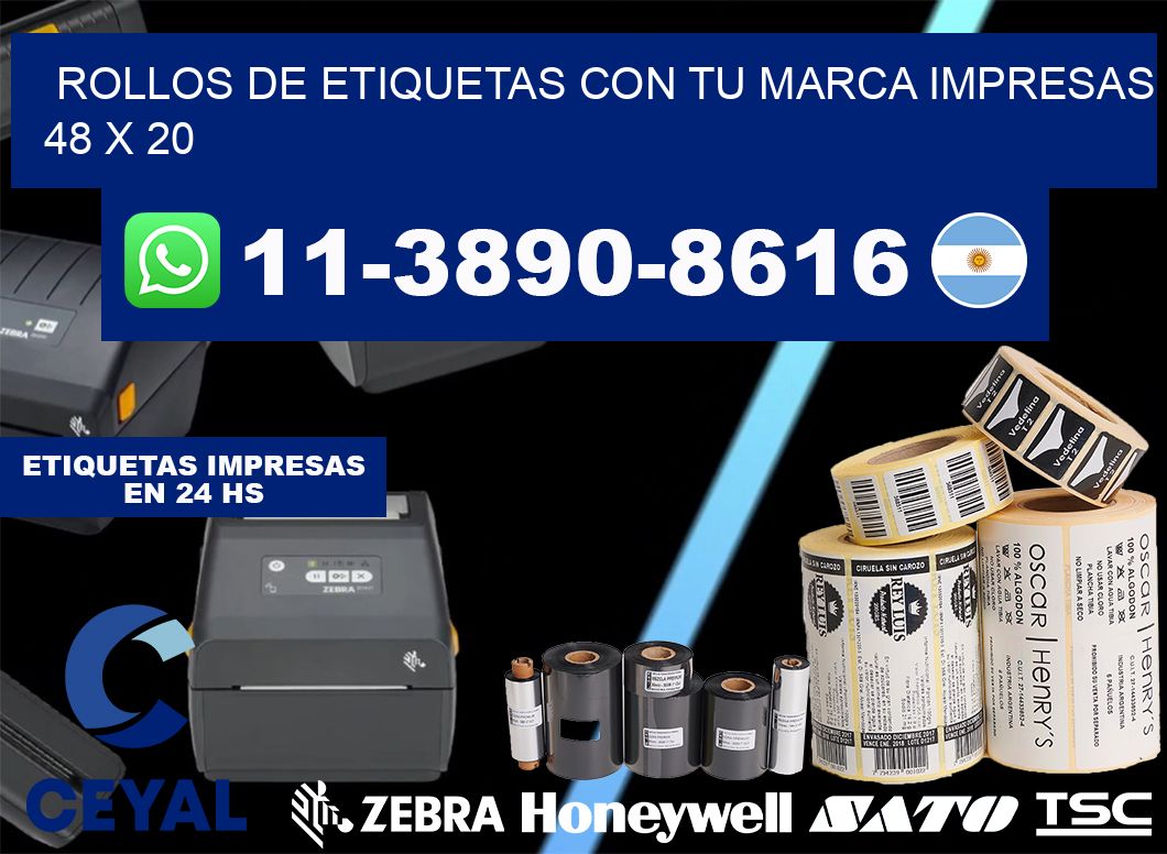 rollos de etiquetas con tu marca impresas 48 x 20