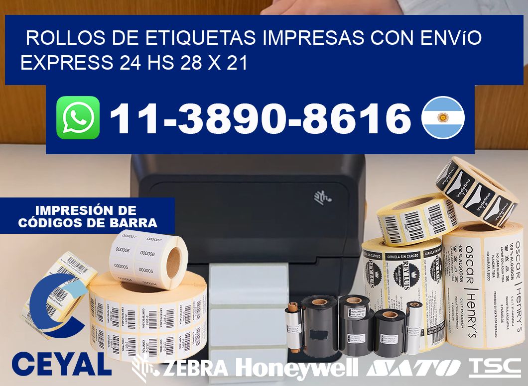 rollos de etiquetas impresas con envío express 24 hs 28 x 21