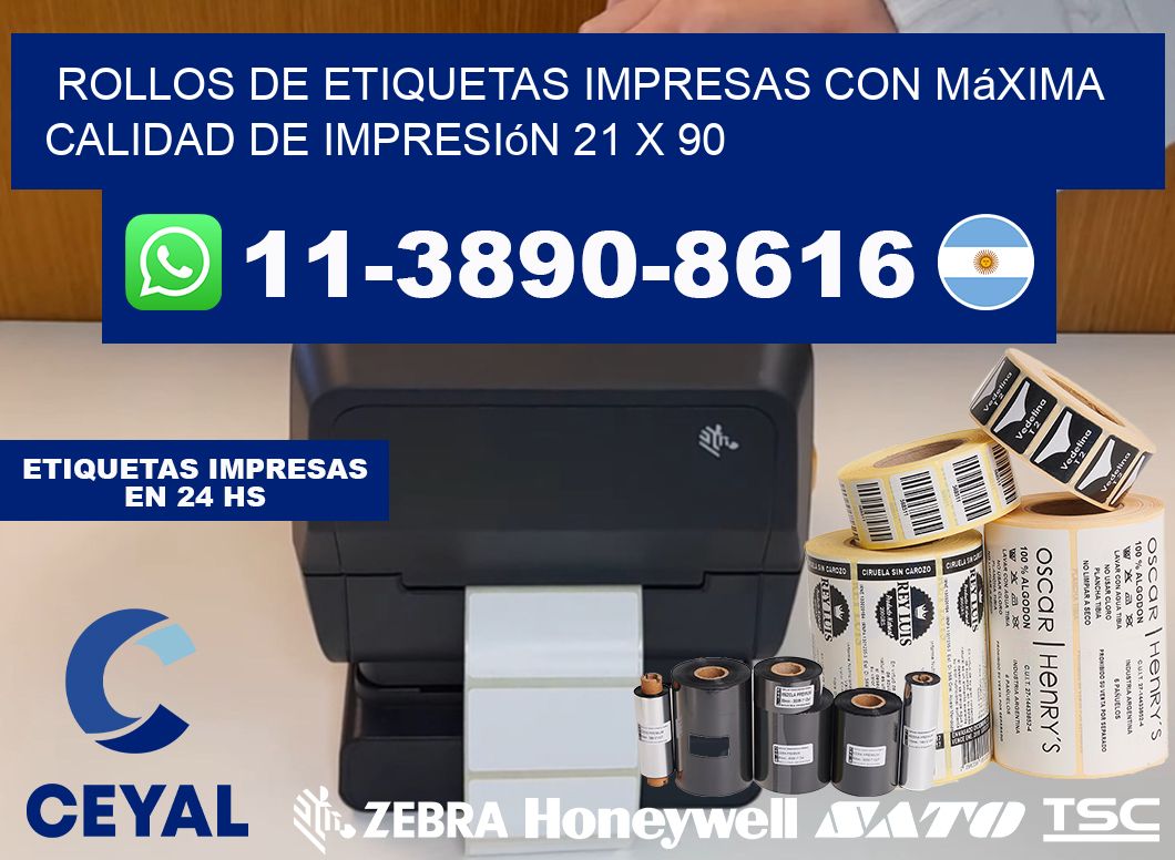 rollos de etiquetas impresas con máxima calidad de impresión 21 x 90