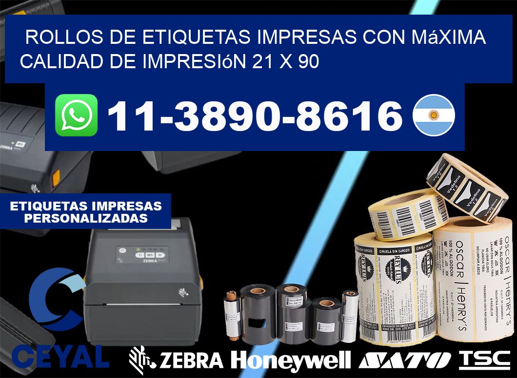 rollos de etiquetas impresas con máxima calidad de impresión 21 x 90