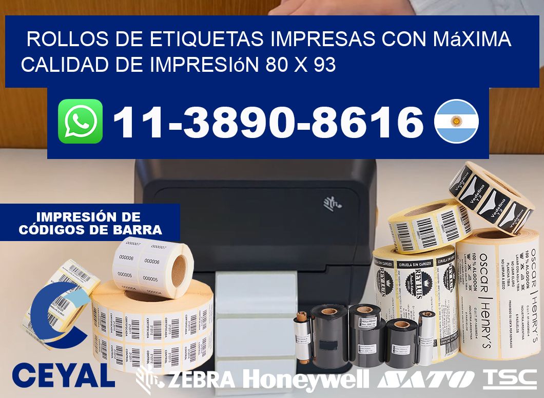 rollos de etiquetas impresas con máxima calidad de impresión 80 x 93