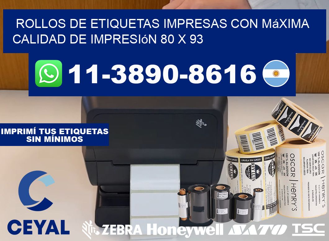 rollos de etiquetas impresas con máxima calidad de impresión 80 x 93